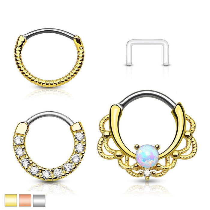 3pc Septum Clickers and Retainer 16G-My Body Piercing Jewellery