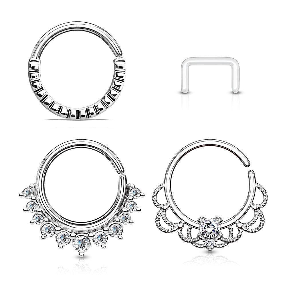 3pc Twist Rings and Retainer 16G-My Body Piercing Jewellery