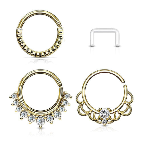 3pc Twist Rings and Retainer 16G-My Body Piercing Jewellery
