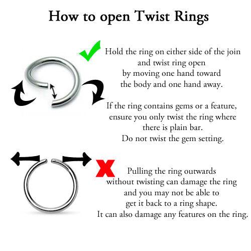 5 Line Paved Twist Ring 16G 8mm-My Body Piercing Jewellery