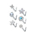 6pc turquoise and opal refined L bend 20G nose stud set with retainer – MBPJ