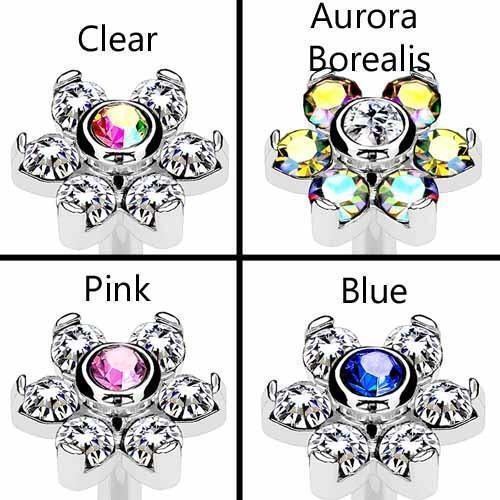 7 Gem Flower Labret 16G-My Body Piercing Jewellery