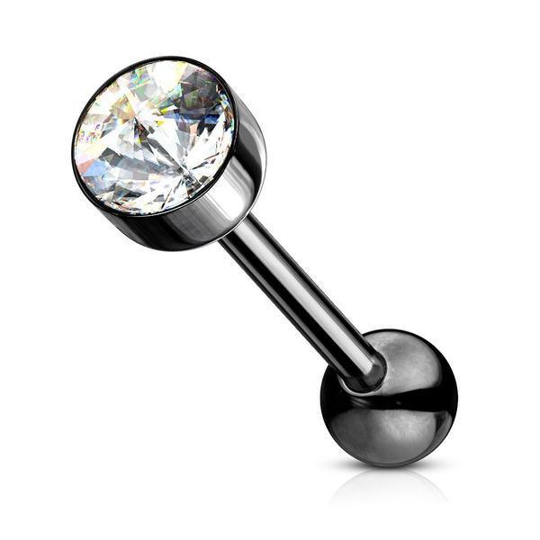 7mm Gem Top Tongue Bar 14G-My Body Piercing Jewellery