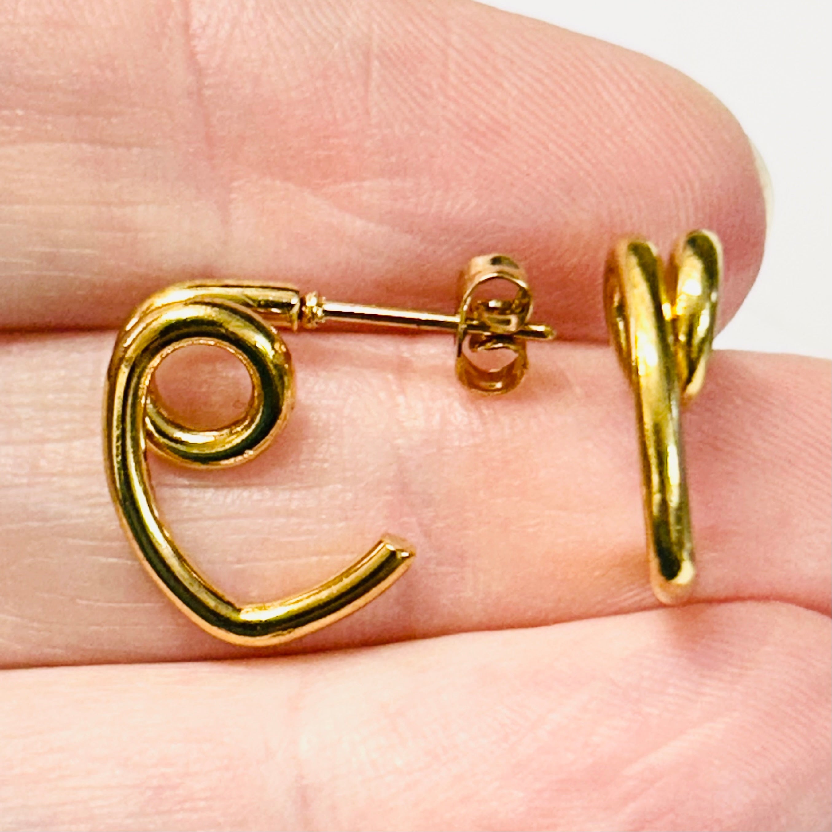 18kt Gold Plated Spiral Heart Earrings