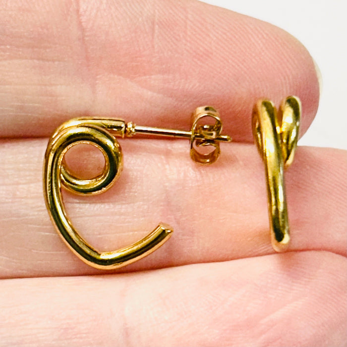 18kt Gold Plated Spiral Heart Earrings