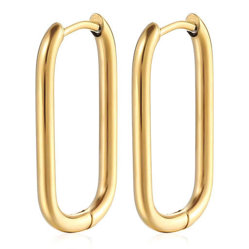 Gold hoop earrings on a white background