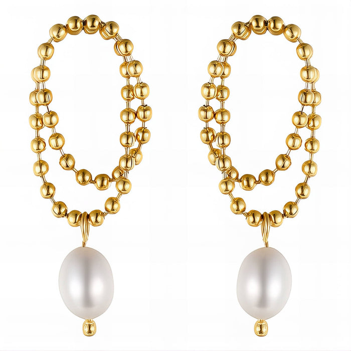 18kt Gold Plated Pearl Chain Earrings
