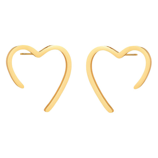 Gold heart-shaped earrings on a white background