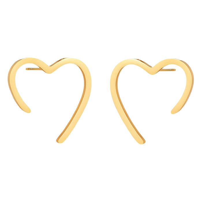 Gold heart-shaped earrings on a white background