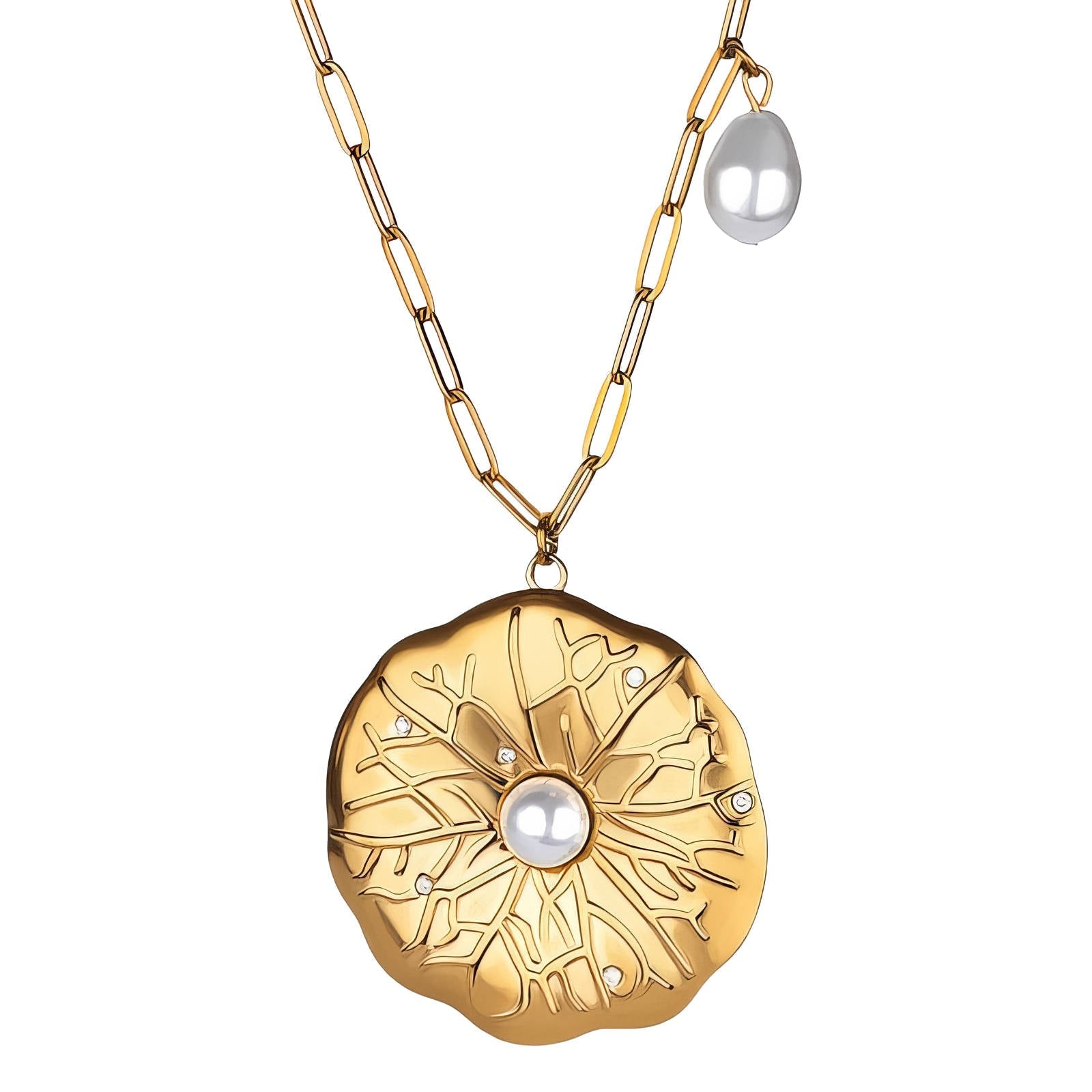 18kt Gold Plated Pearl Flower Necklace