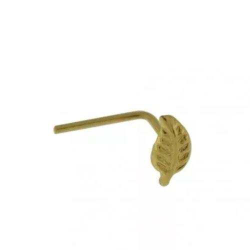 9kt Yellow Gold Feather Nose L Bend 22G-My Body Piercing Jewellery