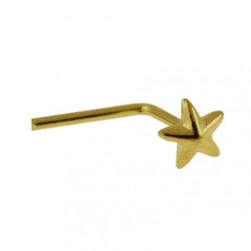 9kt Yellow Gold Star Nose L Bend 22G-My Body Piercing Jewellery