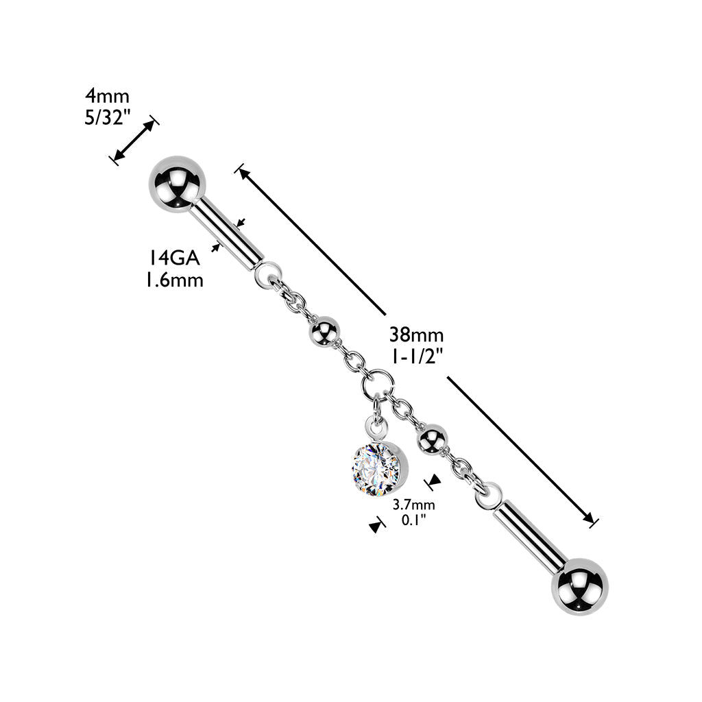 Gem Dangle Connector Industrial Bar 14G