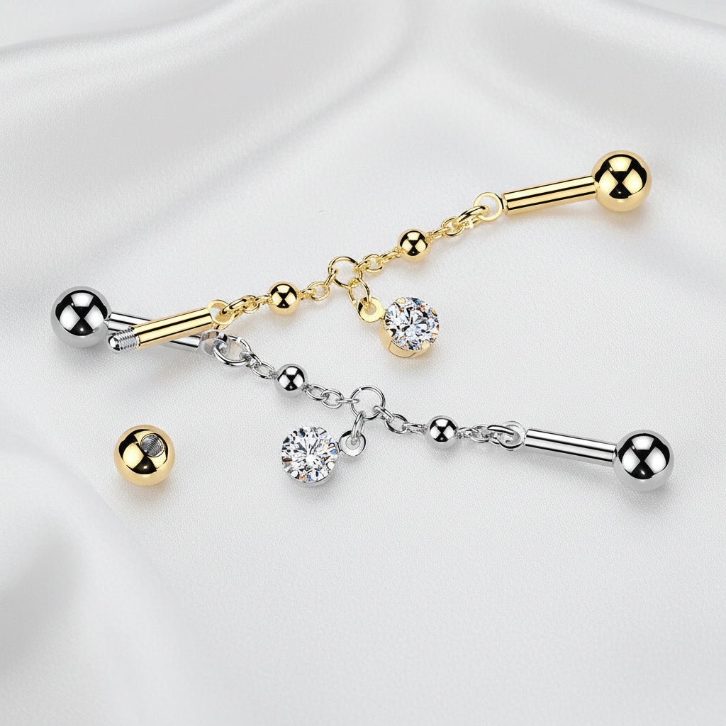 Gem Dangle Connector Industrial Bar 14G