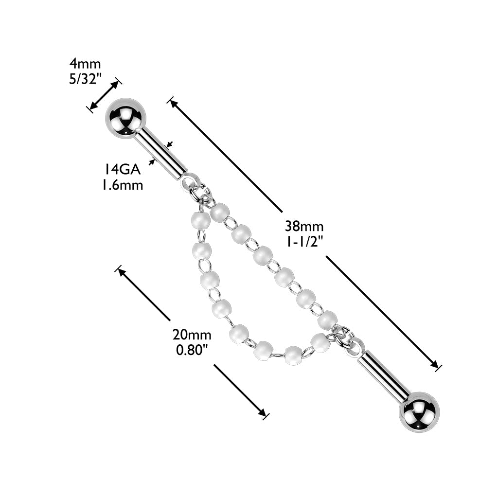 Double Pearl Connector Industrial Bar 14G