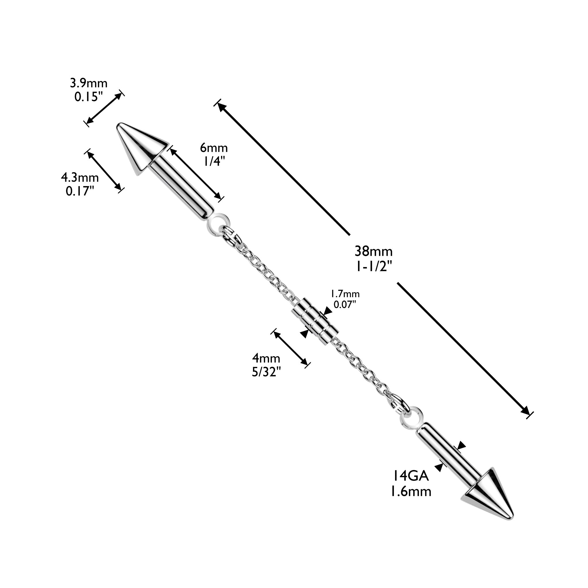 Disc Connector Spike Industrial Bar 14G