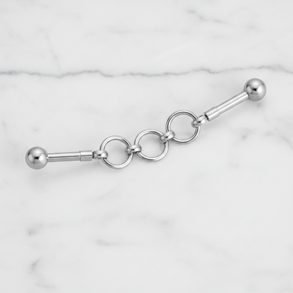 Triple Ring Connector Industrial Bar 14G