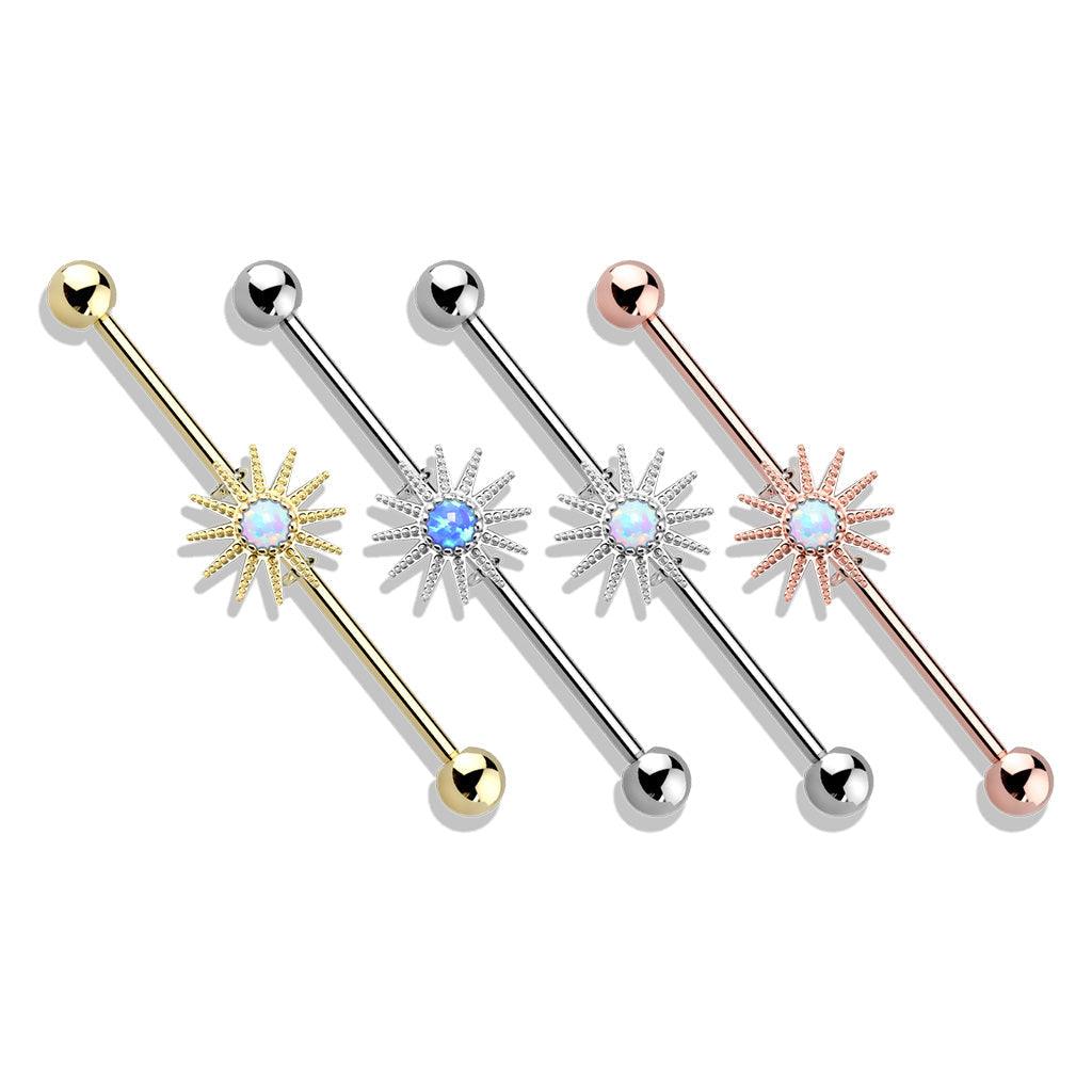 Opal Sunburst Industrial 14G 38mm-My Body Piercing Jewellery