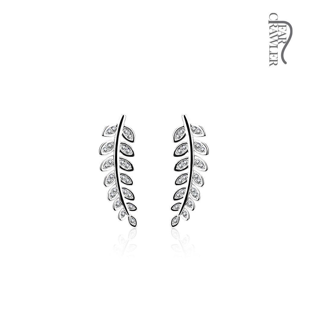 Paved Leaf Ear Crawler Pair-My Body Piercing Jewellery