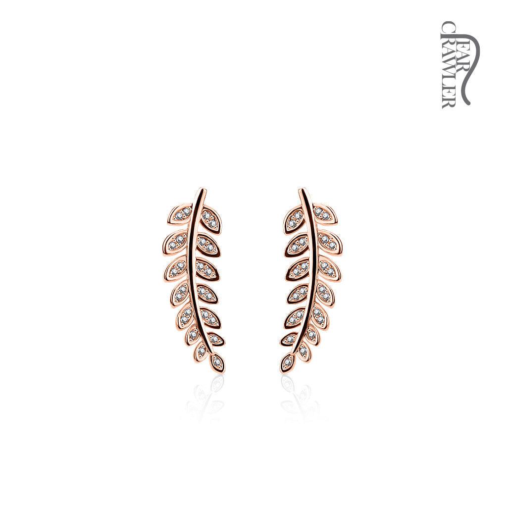 Paved Leaf Ear Crawler Pair-My Body Piercing Jewellery