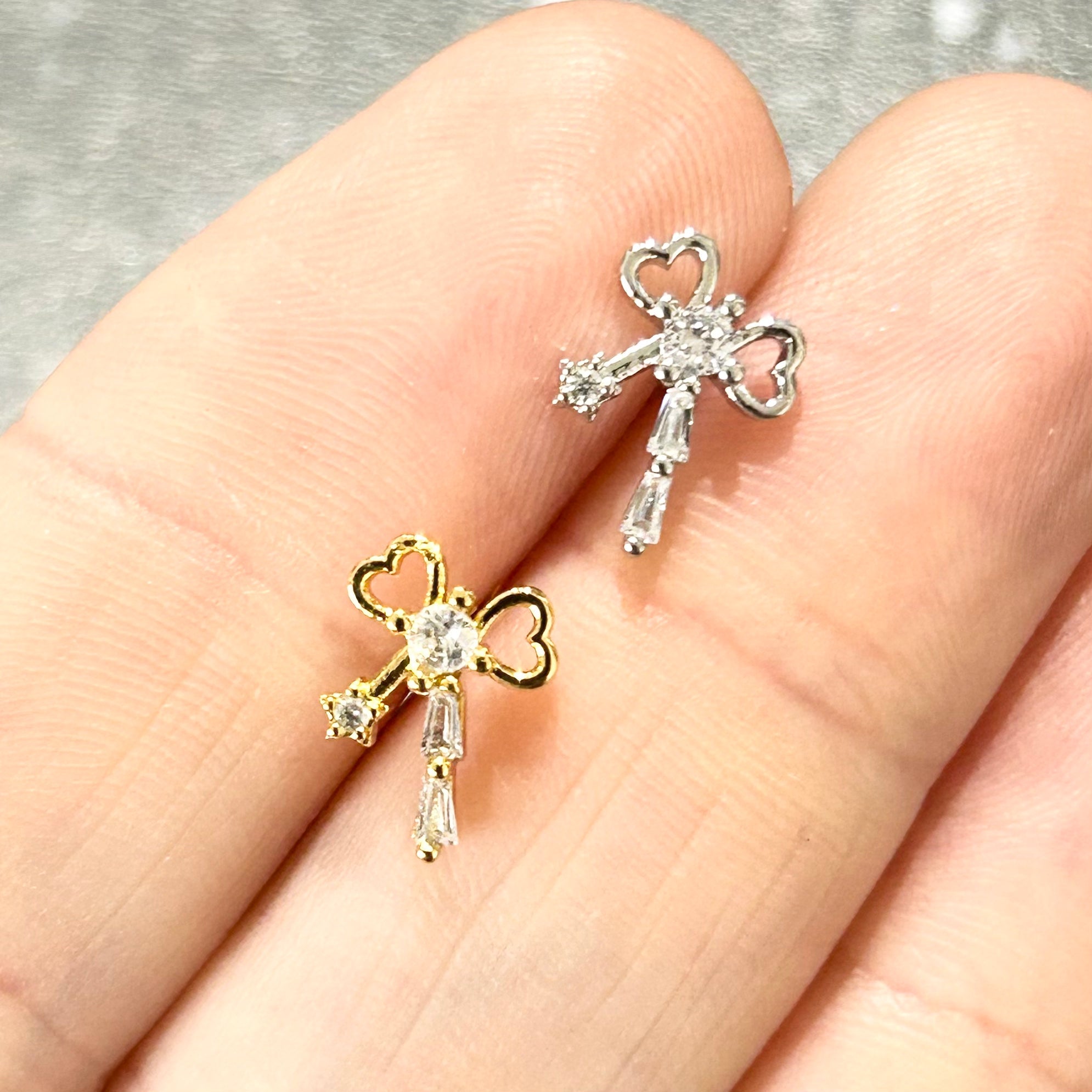 Heart Bow Nose L Bend 20G-My Body Piercing Jewellery