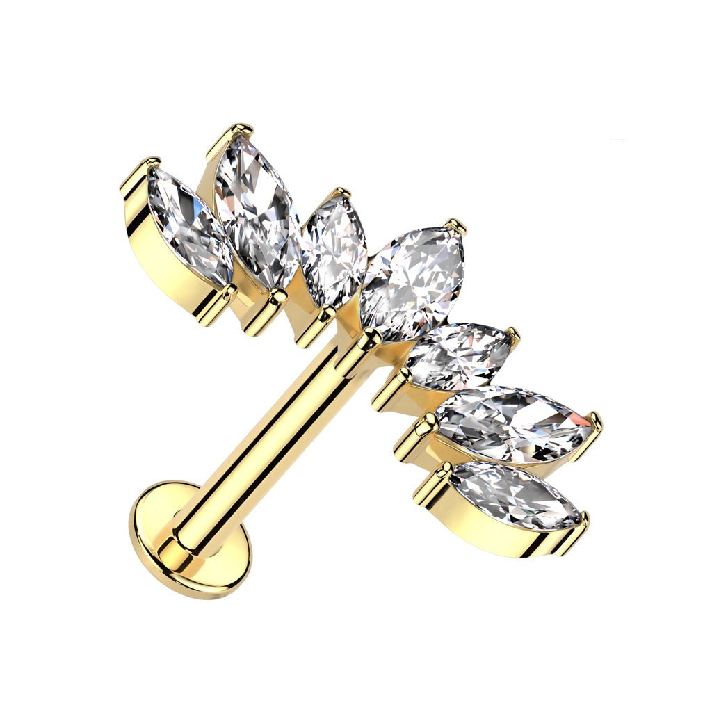 14kt Gold Gem Crown Labret