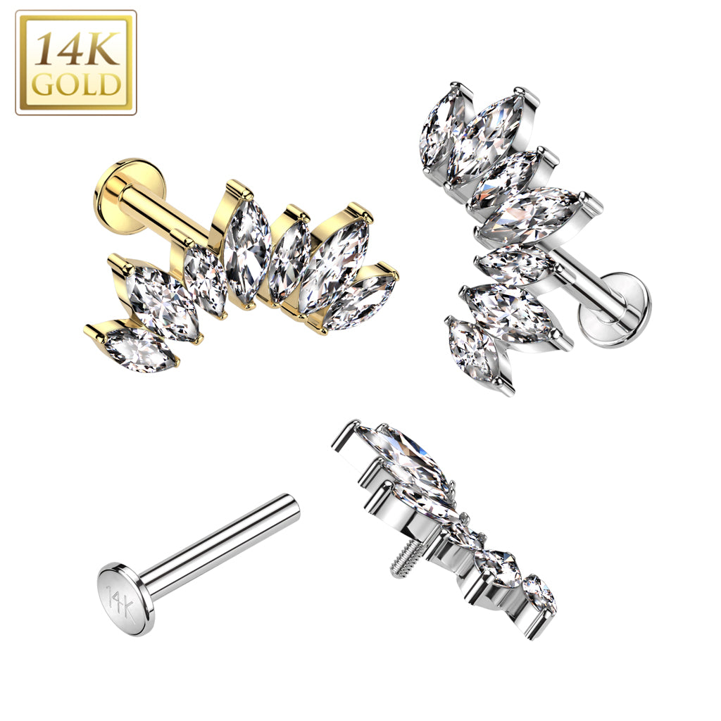 14kt Gold Gem Crown Labret