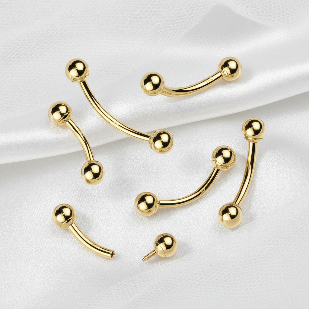 14kt Gold Internally Threaded Curve