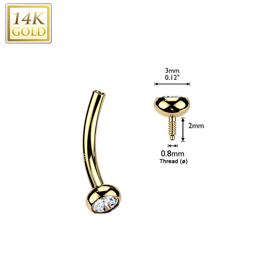 14kt Gold Internally Threaded Gem Curve