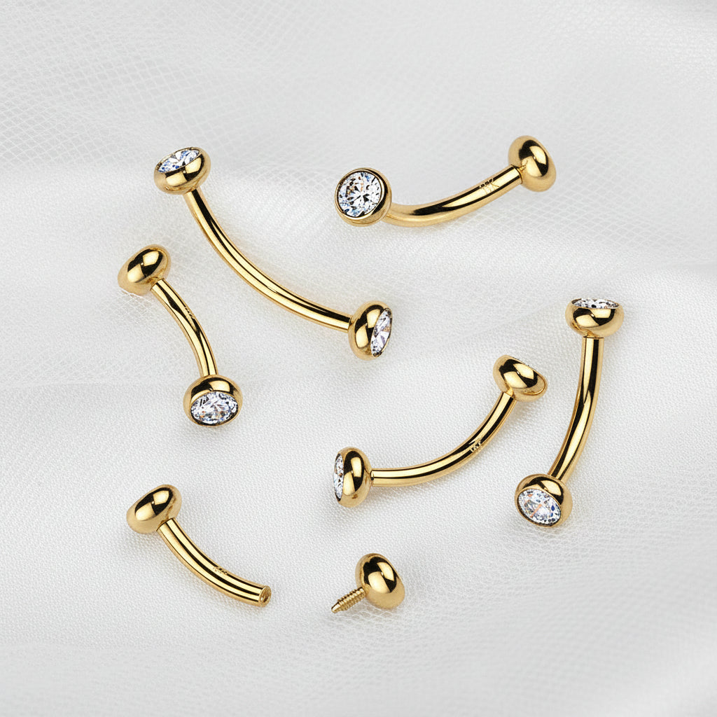 14kt Gold Internally Threaded Gem Curve