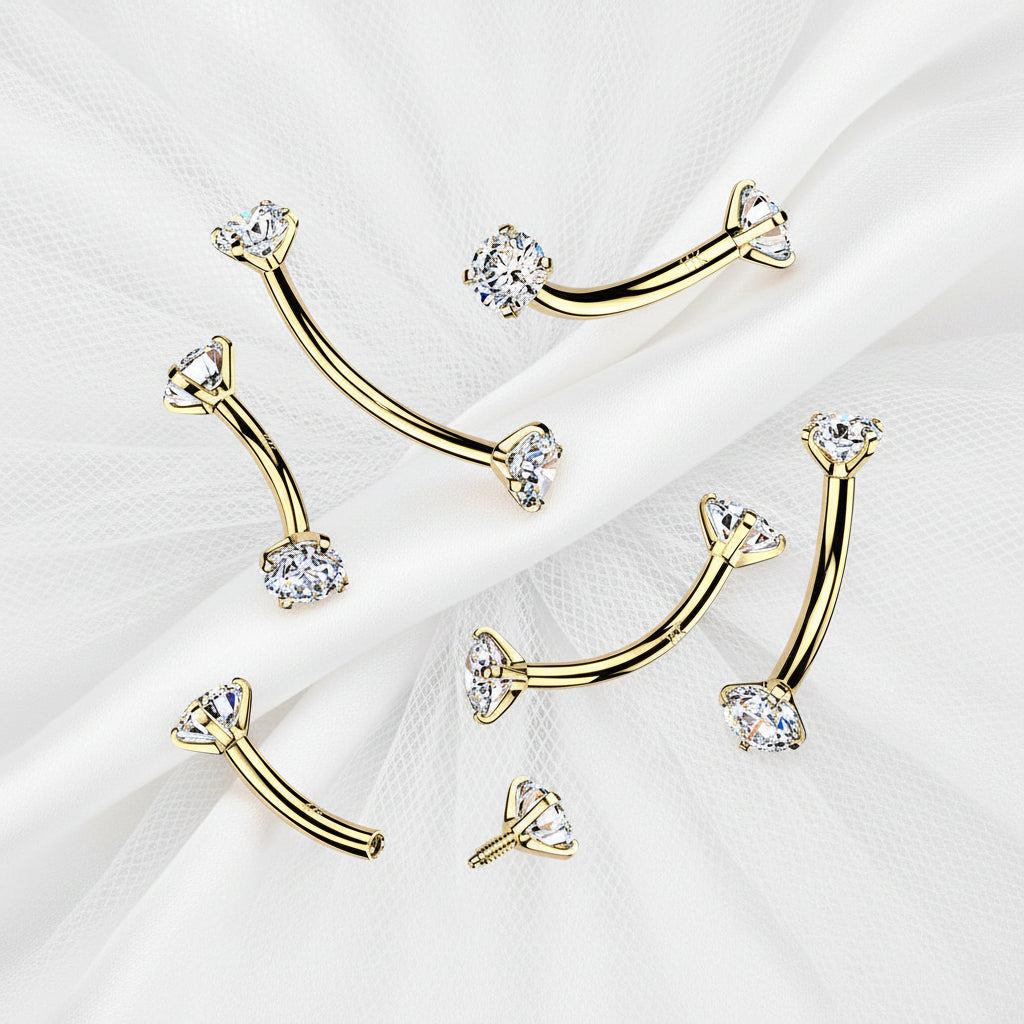 14kt Gold Internally Threaded Prong Gem Curve