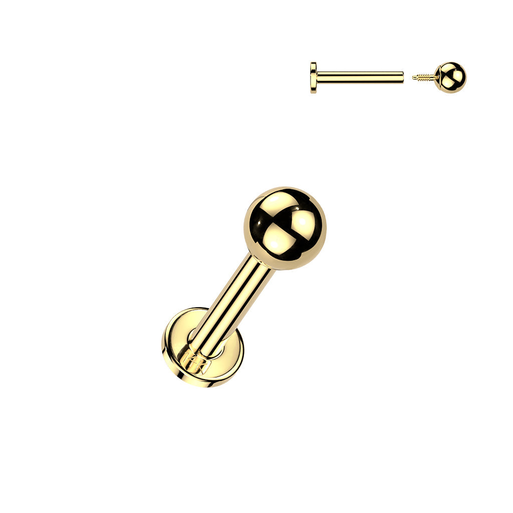 14kt Gold Internally Threaded Labret