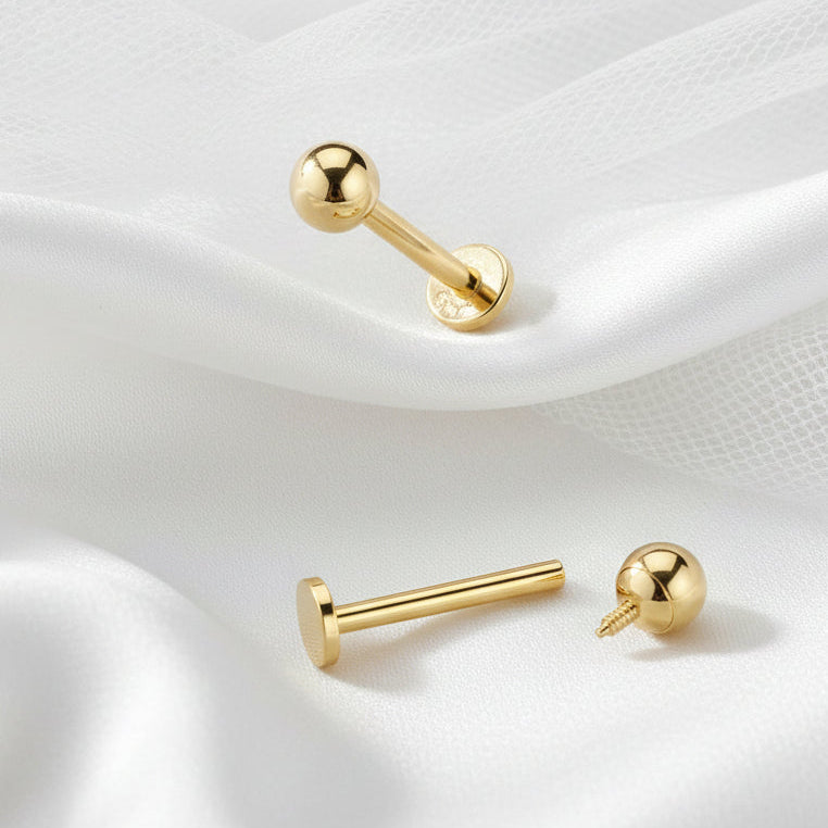 14kt Gold Internally Threaded Labret