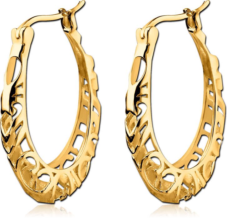 Gold Filigree Oval Earring Pair