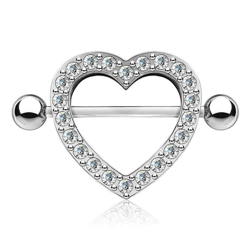 Gem Paved Heart Nipple Shield 14G (Single)