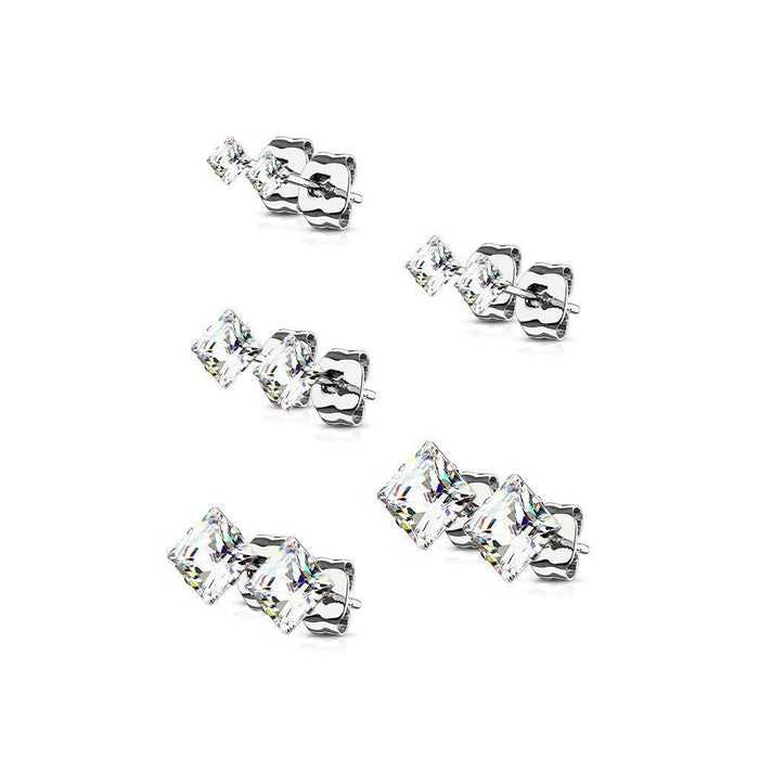 Gem Prong Earrings 5 Pairs