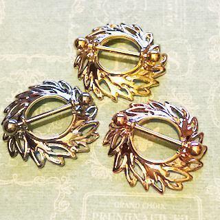 Gold Plated Swirling Nipple Shield 14G