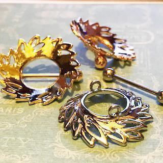 Gold Plated Swirling Nipple Shield 14G