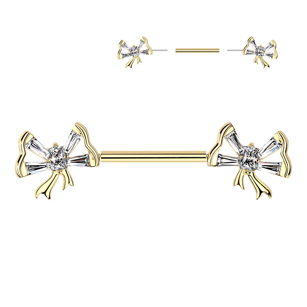 Baguette Bow Threadless Nipple Bar (Single)