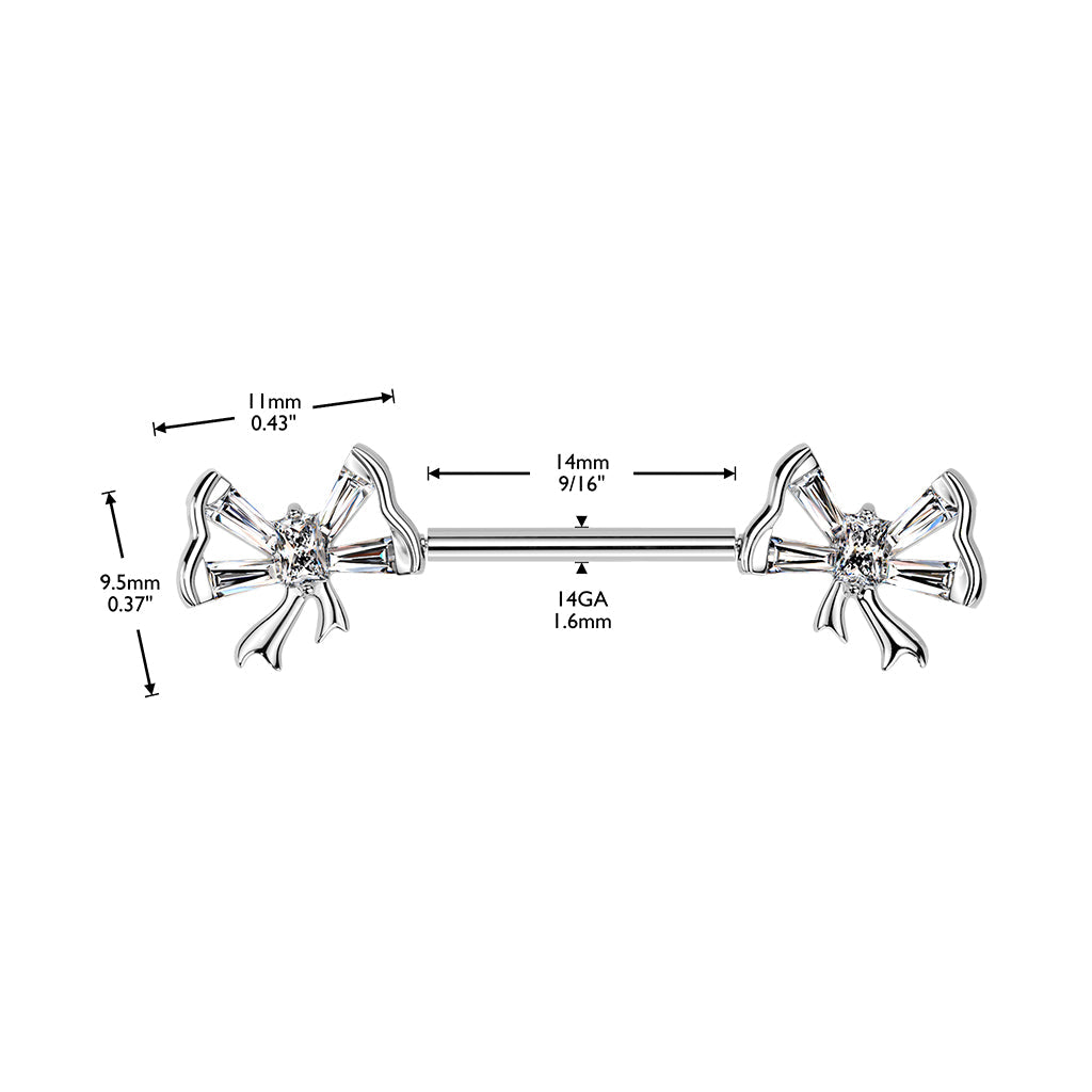 Baguette Bow Threadless Nipple Bar (Single)