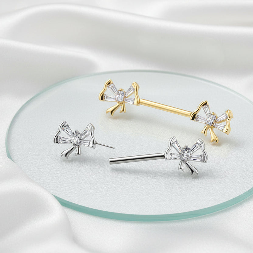 Baguette Bow Threadless Nipple Bar (Single)