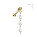 Gold earring with pearl drops on a white background