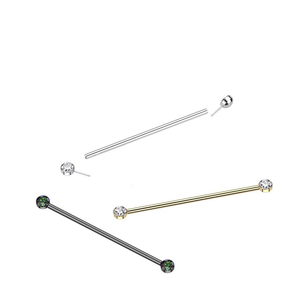 Body Jewelry - Titanium Threadless Gem End Industrial 14G 38mm