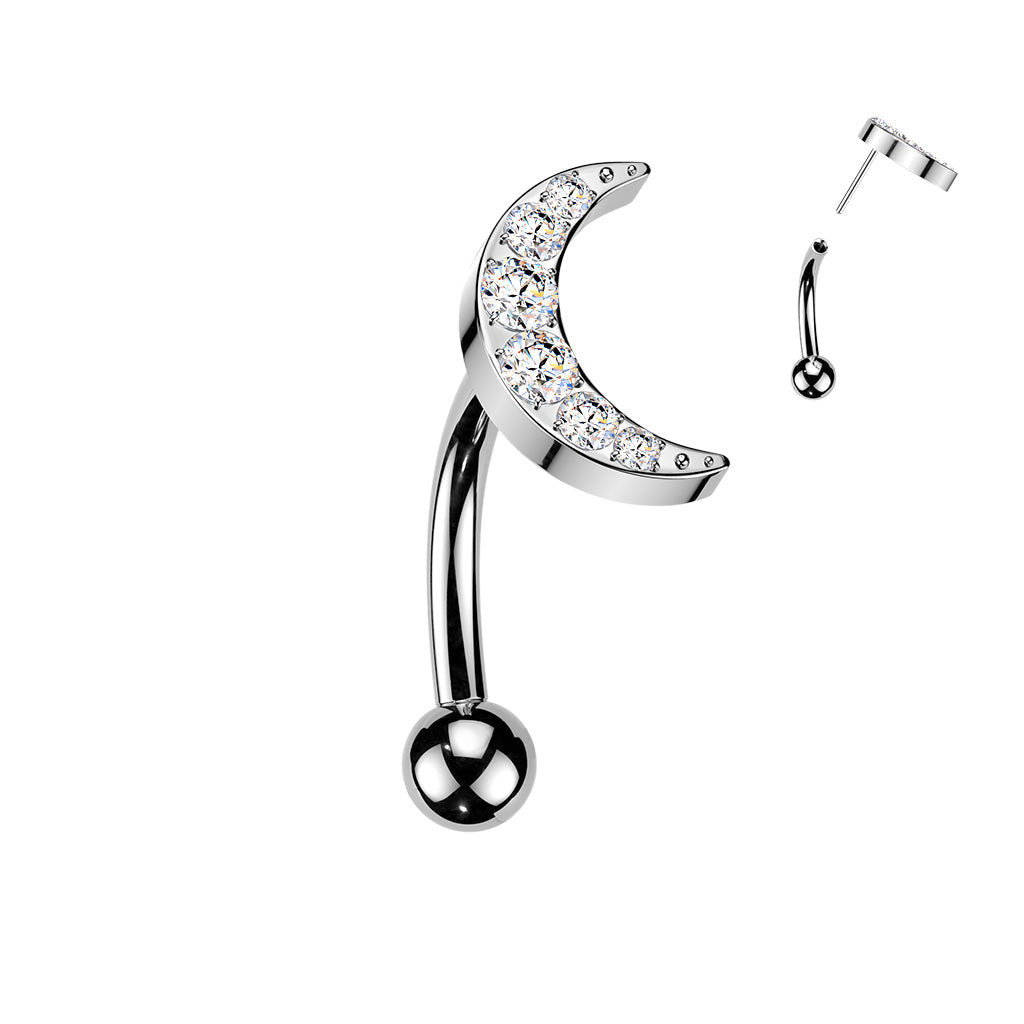 Titanium Threadless Crescent Moon Curve 16G
