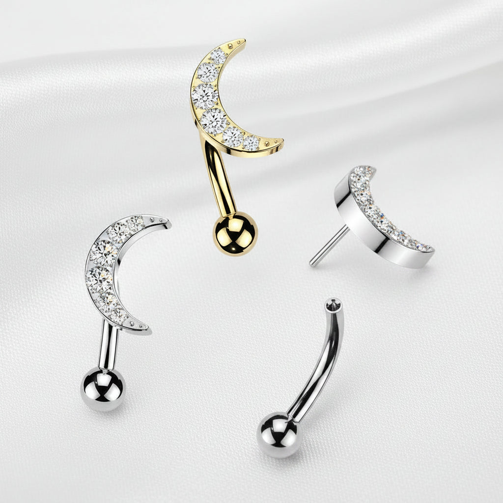 Titanium Threadless Crescent Moon Curve 16G