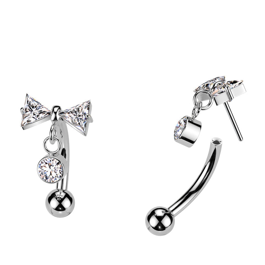 Titanium Threadless Bow Curve 16G