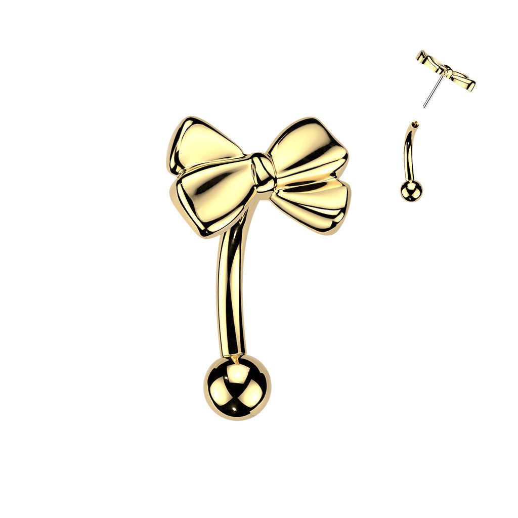 Titanium Threadless Bow Curve 16G