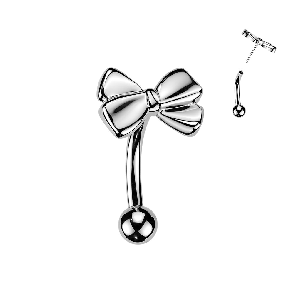 Titanium Threadless Bow Curve 16G