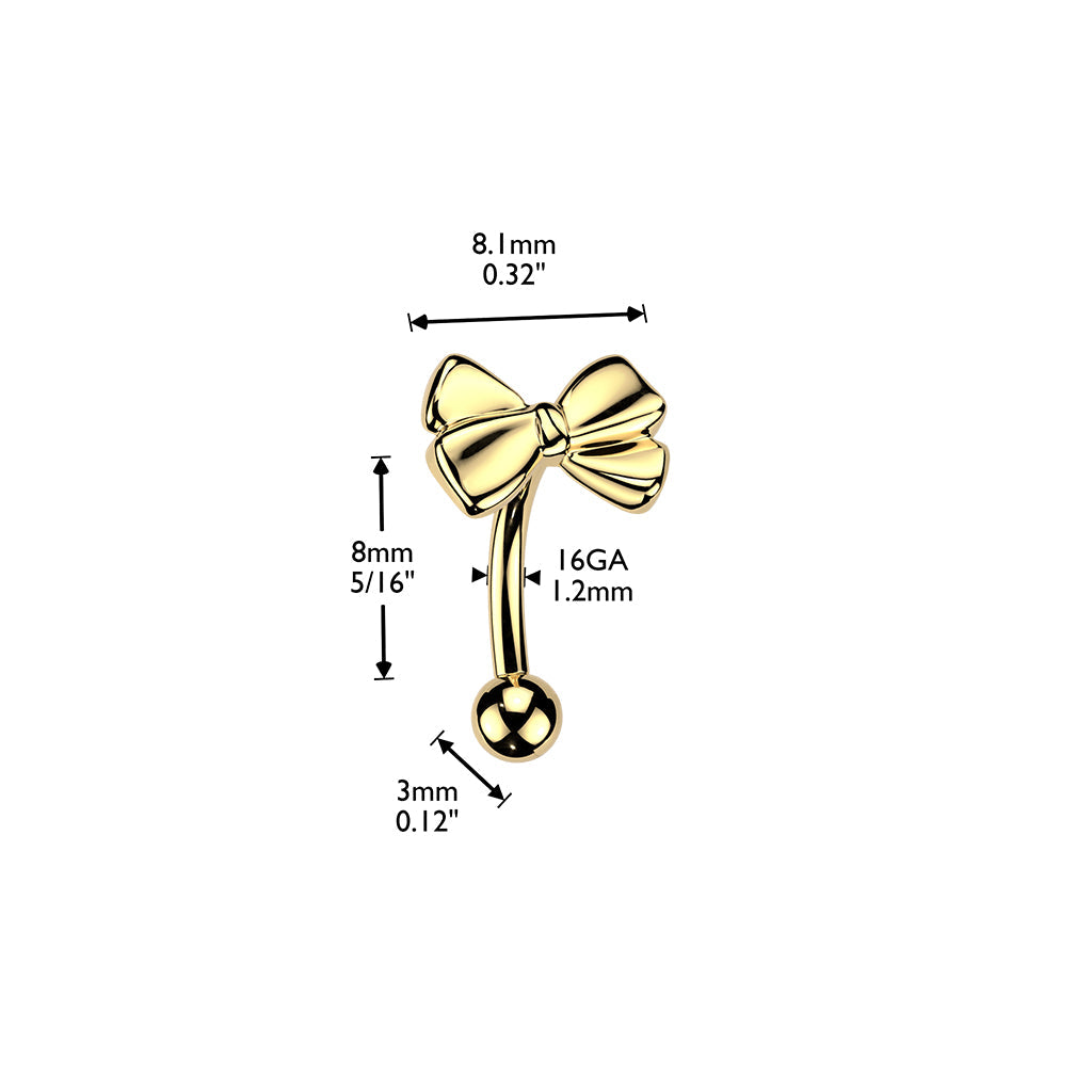 Titanium Threadless Bow Curve 16G