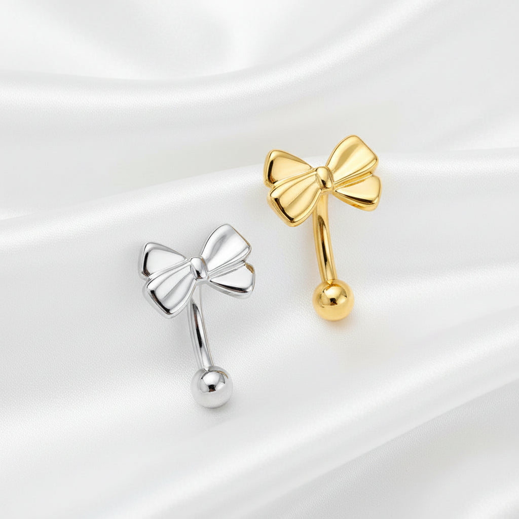 Titanium Threadless Bow Curve 16G